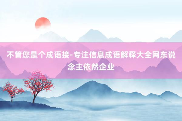 不管您是个成语接-专注信息成语解释大全网东说念主依然企业