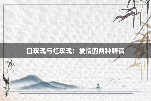 白玫瑰与红玫瑰：爱情的两种聘请